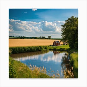Red House In The Countryside Canvas Print