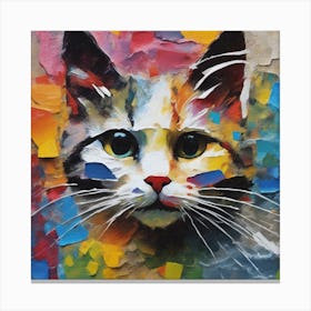 Closeup of abstract rough colorful multi colored art painting texture for cat by realfx Canvas Print