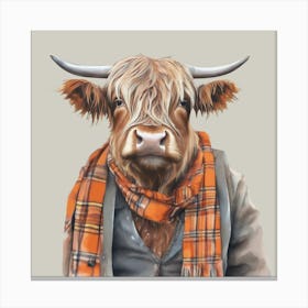 Highland Cow with Tartan Scarf Leinwandbild