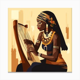 Egyptian Woman Playing Harp Canvas Print