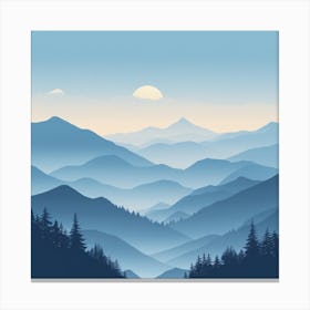 Misty mountains background in blue tone 111 Canvas Print