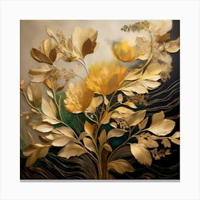 Golden Flowers Canvas Print