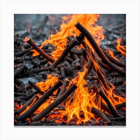 Fire In The Forest Canvas Print