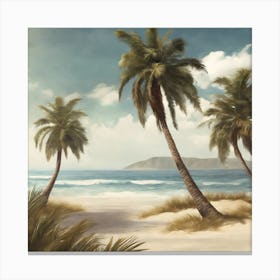 Palm Trees On The Beach Canvas Print