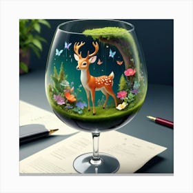 Deer In A Glass Canvas Print