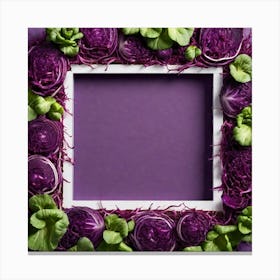 Purple Cabbage Frame On Purple Background 1 Canvas Print