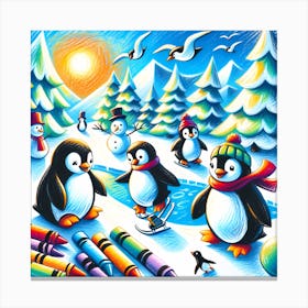 Super Kids Creativity:Penguins In The Snow Canvas Print