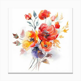 Watercolor Flowers Bouquet 1 Canvas Print