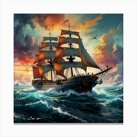 Sailing Ship In The Sea 1 Canvas Print