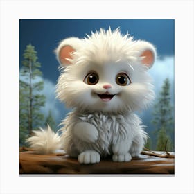 Cute White Cat 10 Canvas Print