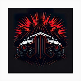 Car Red Artwork Of Graphic Design Flat (243) Canvas Print