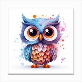 Cute Pastel Cartoon Owl Canvas Print