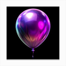 Iridescent Balloon On Black Background Canvas Print