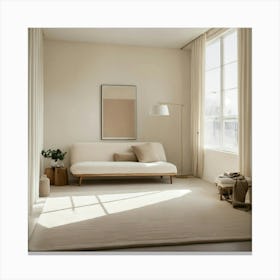 Minimalist Room With Boucle Furniture All White An (15) Canvas Print