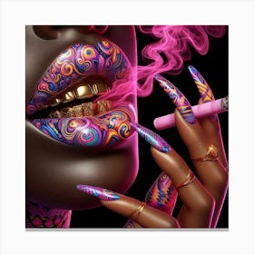 Sexy Woman Smoking A Cigarette Canvas Print