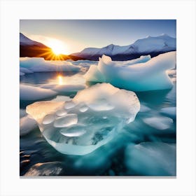 Icebergs At Sunset 28 Canvas Print