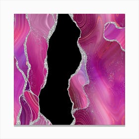 Magenta & Silver Agate Texture 01 1 Canvas Print