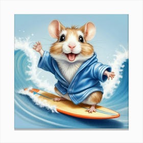 Hamster On A Surfboard 2 Canvas Print