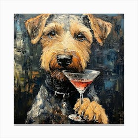 Airedale Welshie Drinking Cosmopolitan Canvas Print