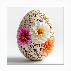 Easter Egg With Flowers Canvas Print