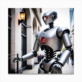 Robot On The Street 27 Canvas Print