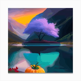 Pumpkin On A Lake Canvas Print