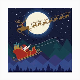 Santa Claus Flying Canvas Print