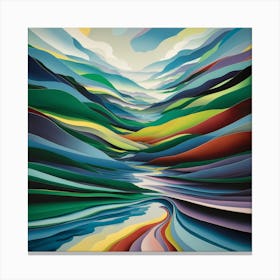 Reflected Horizons Vibrant Abstract Landscape (2) Canvas Print