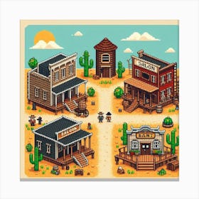 8-bit western town Canvas Print