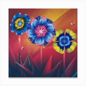 Three Colorful Flowers Canvas Print