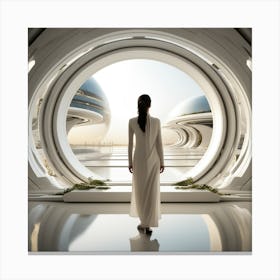 Woman In A White Dress Canvas Print