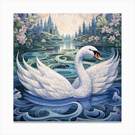 Swan In The Water Canvas Print