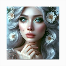 Beautiful Girl With Flowers Canvas Print