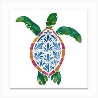 Green Sea Turtle Square Canvas Print