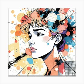 Girl With Colorful Hair Canvas Print