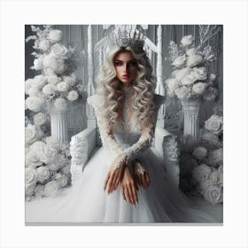 Beautiful Bride In A White Dress Canvas Print