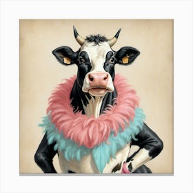 Cow With Feathers 6 Canvas Print