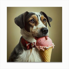 Dog eating ice cream (AI) Canvas Print