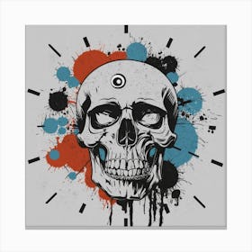 Skull With Paint Splatters Canvas Print