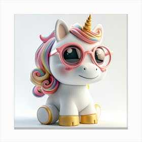 Unicorn With Glasses Canvas Print