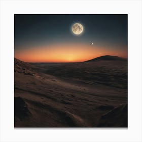 Moon Rising Over Desert Canvas Print