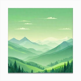 Misty mountains background in green tone 3 Canvas Print