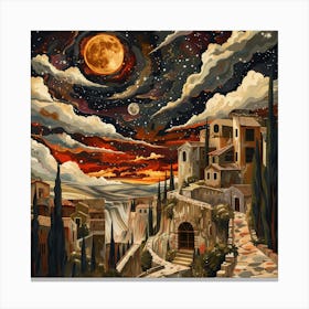 Moonlight Over The City Canvas Print