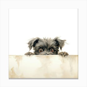 Little Dog Peeking Over The Wall Canvas Print