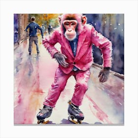 MR Pink On Roller Skates Canvas Print