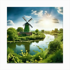 Water Green Nature View River Old Structure Light Electrical Sun Day Architecture Fauna (3) Canvas Print