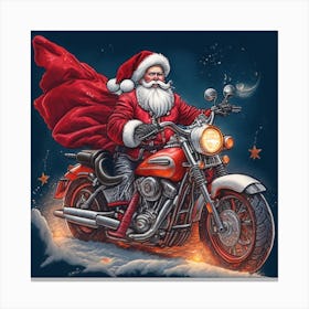 Santa Claus Riding Motorcycle Canvas Print