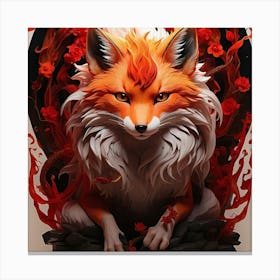 Fox In Flames Canvas Print