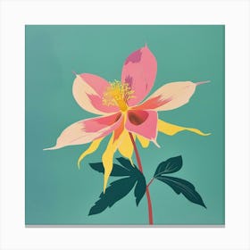 Columbine 1 Square Flower Illustration Canvas Print