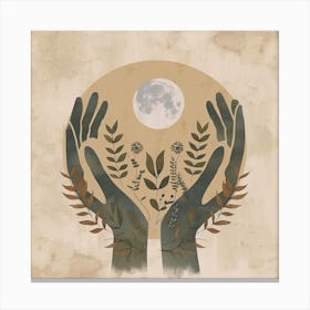 Boho Hand And Moon 7 Canvas Print